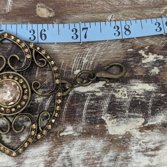 Chico's Bronze Tone, Peach Rhinestone Belt - Picture 7 of 9